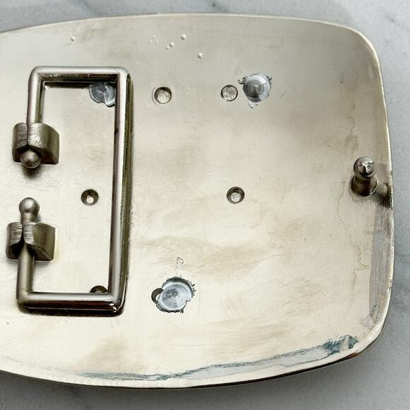 Rhinestone Studded U Letter Initial Monogram Silver Tone Belt Buckle - Picture 9 of 9